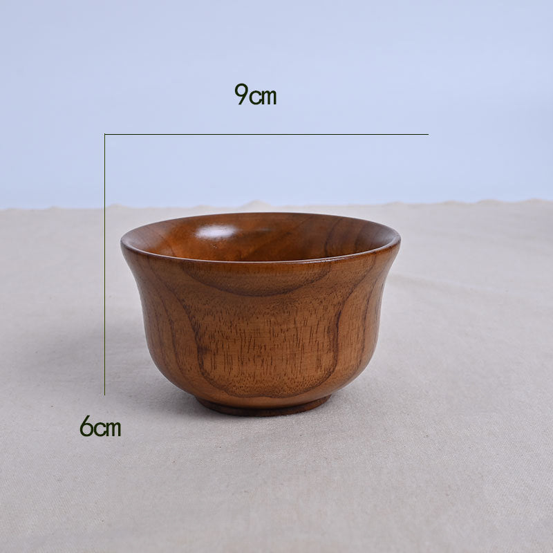 BOWL009 - Reversible Edge Wooden Bowl | Natural Solid Wood Tableware image 2