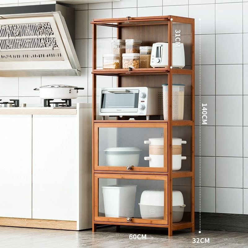 WCK016 - Bamboo Kitchen Storage Cabinet with Flip-Up Doors image 1