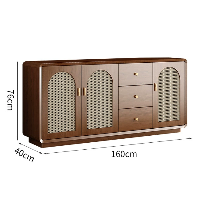 WCK019 - Multi-Functional Storage Cabinet with Faux Rattan Doors and Drawers image 5