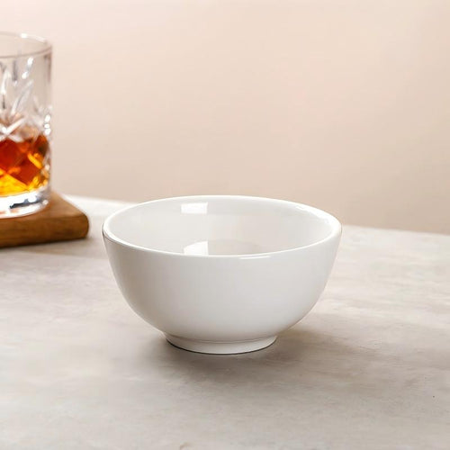 BOWL013 - Pure White Ceramic Rice Bowl – Classic Dining Bowl image 1
