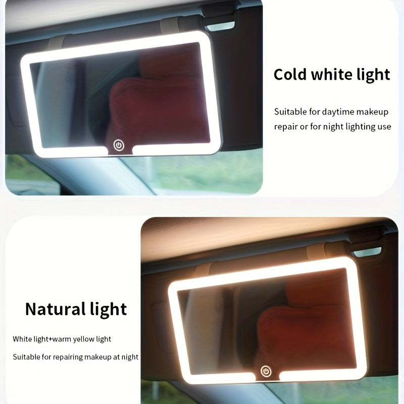 VAN004 - Car Sun Visor LED Makeup Mirror – Rechargeable, 3-Level Dimmable image 1