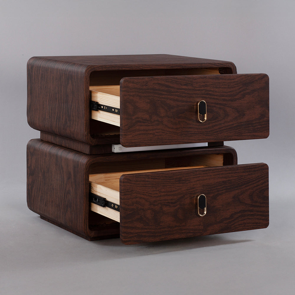 CBD026 - Solid Wood Bedside Table with Leather Wrap, Induction Light & Storage image 9